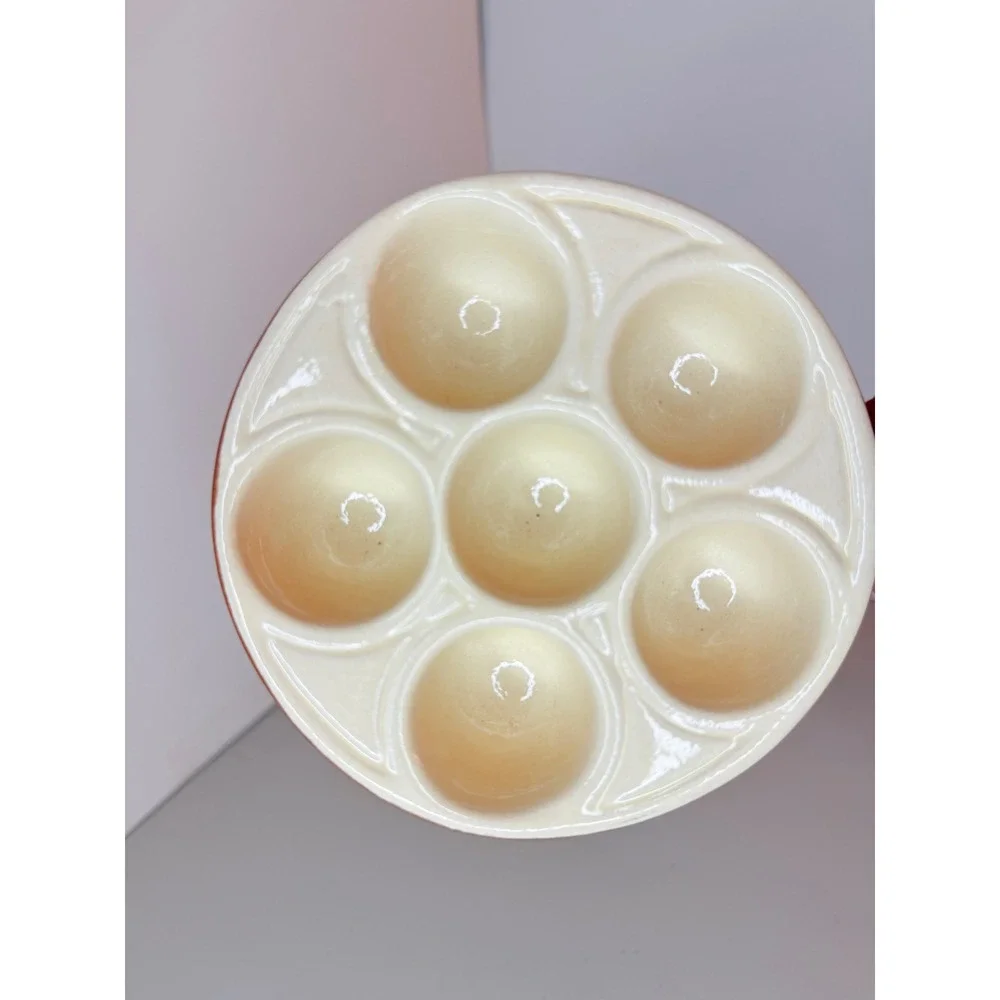 Emile Henry France Ceramic Escargot Dishes Set of 2 Brown Cream 6 Well SJ5 50.06